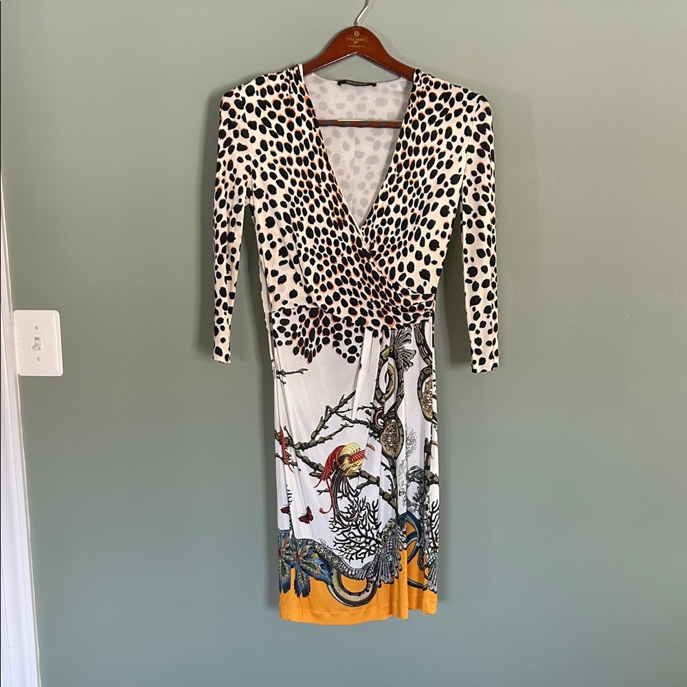 Roberto Cavalli Black and White Leopard Print Dress size 44( U.S.-8-10)